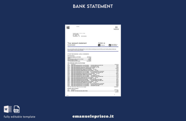 modello word di estratto conto bancario USA Truist in stile verificato